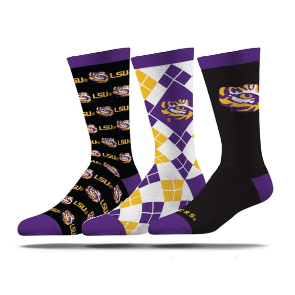 Unisex Strideline LSU Tigers Business Knit Crew Socks Three-Pack Set