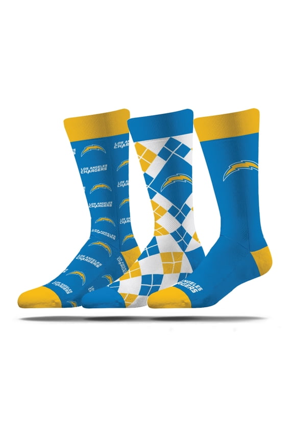 Unisex Strideline Los Angeles Chargers Business Knit Crew Socks Three-Pack Set