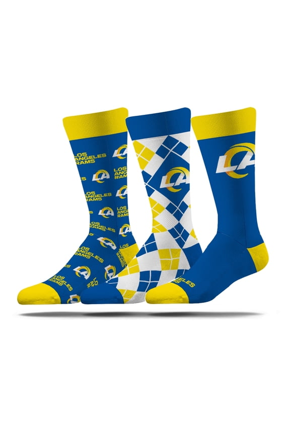 Unisex Strideline Los Angeles Rams Business Knit Crew Socks Three-Pack Set