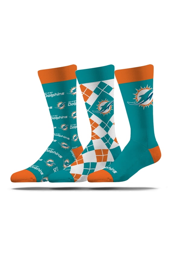 Unisex Strideline Miami Dolphins Business Knit Crew Socks Three-Pack Set