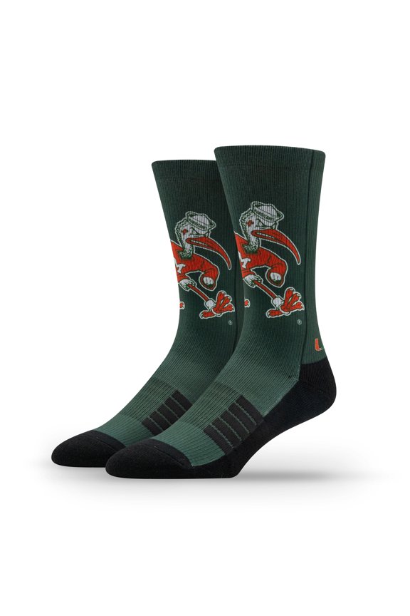 Unisex Strideline Miami Hurricanes Premium Mascot Crew Socks