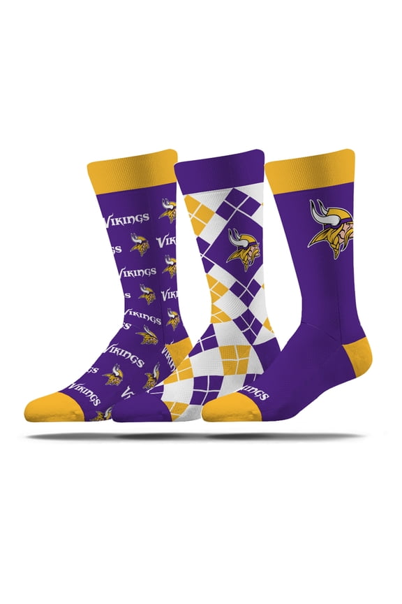 Unisex Strideline Minnesota Vikings Business Knit Crew Socks Three-Pack Set