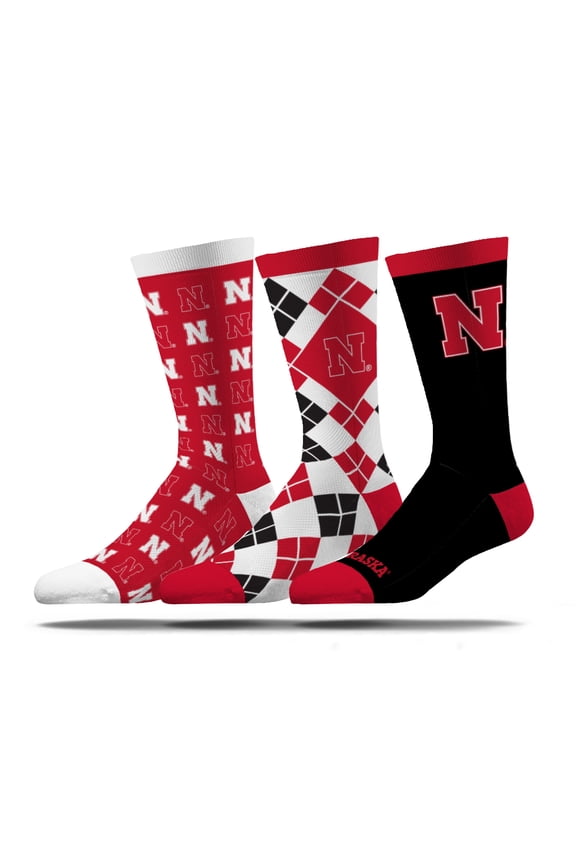 Unisex Strideline Nebraska Huskers Business Knit Crew Socks Three-Pack Set