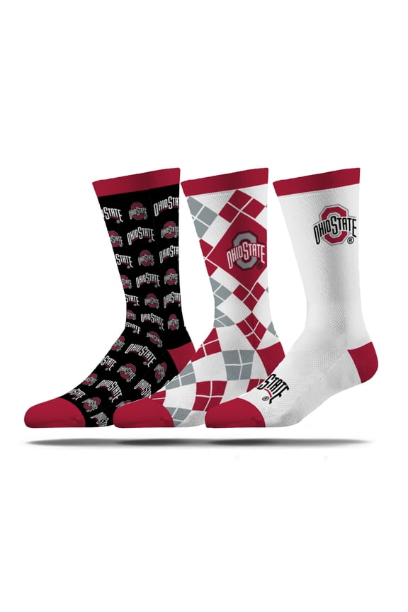 Unisex Strideline Ohio State Buckeyes Business Knit Crew Socks Three-Pack Set