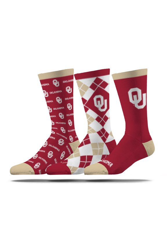 Unisex Strideline Oklahoma Sooners Business Knit Crew Socks Three-Pack Set