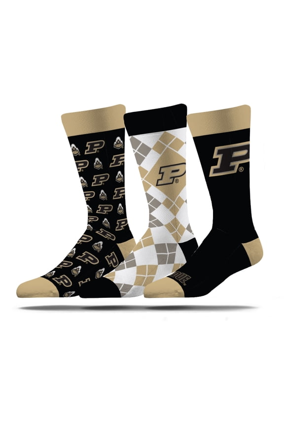 Unisex Strideline Purdue Boilermakers Business Knit Crew Socks Three-Pack Set