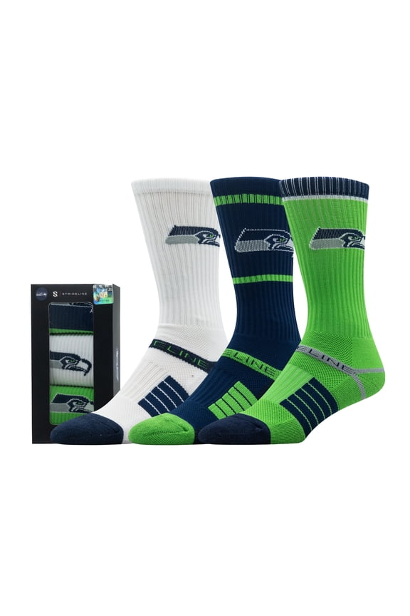 Unisex Strideline Seattle Seahawks Premium 3-Pack Knit Crew Socks Set