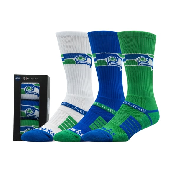 Unisex Strideline Seattle Seahawks Retro Premium 3-Pack Knit Crew Socks Set