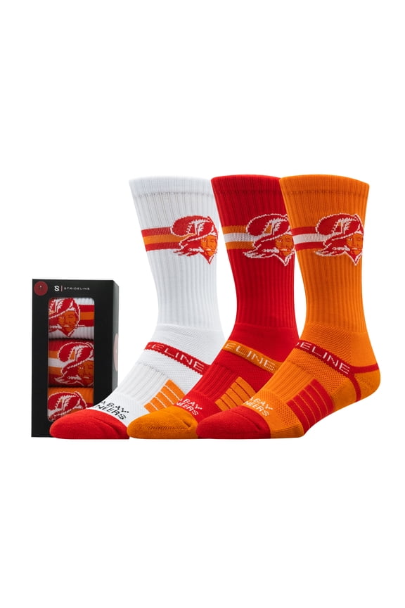 Unisex Strideline Tampa Bay Buccaneers Retro Premium 3-Pack Knit Crew Socks Set