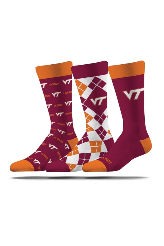Unisex Strideline Virginia Tech Hokies Business Knit Crew Socks Three-Pack Set