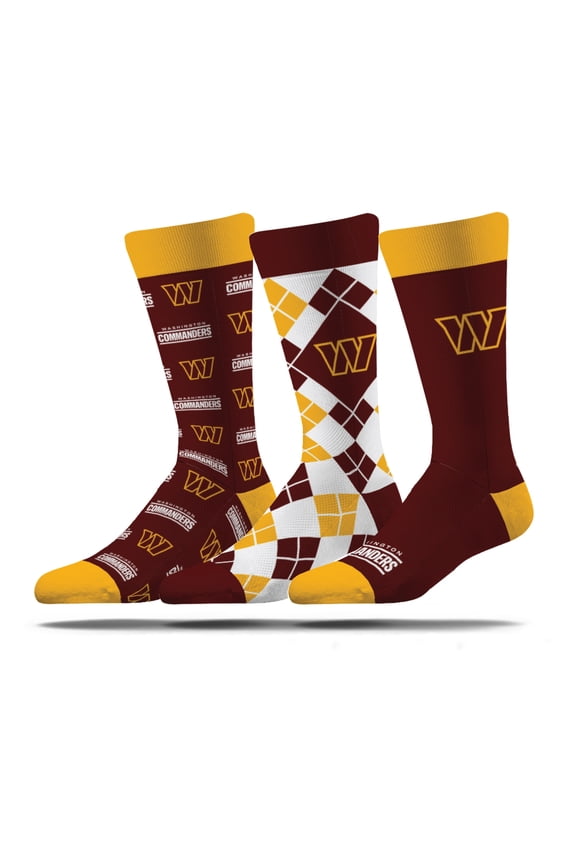 Unisex Strideline Washington Commanders Business Knit Crew Socks Three-Pack Set