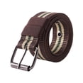 thumbnail image 1 of Unisex Striped Canvas Pin Buckle Belt, Multi Hole Punch-Free Woven Waist Strap Casual All-Match Jeans Pants Belt for Men Women Coffee-A, 1 of 9
