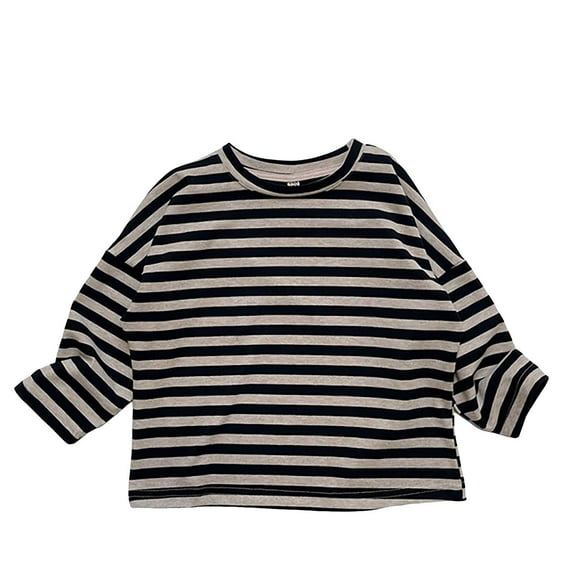 Unisex Striped Casual Tee for Kids Comfortable Blend Children's Fashion Top Tops Long Sleeve Crewneck Casual Going Out Tops
