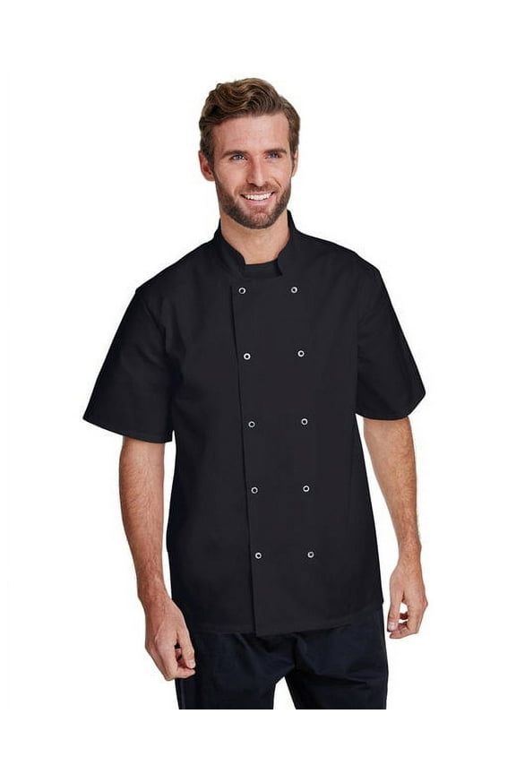 Unisex Studded Front Short-Sleeve Chef's Jacket