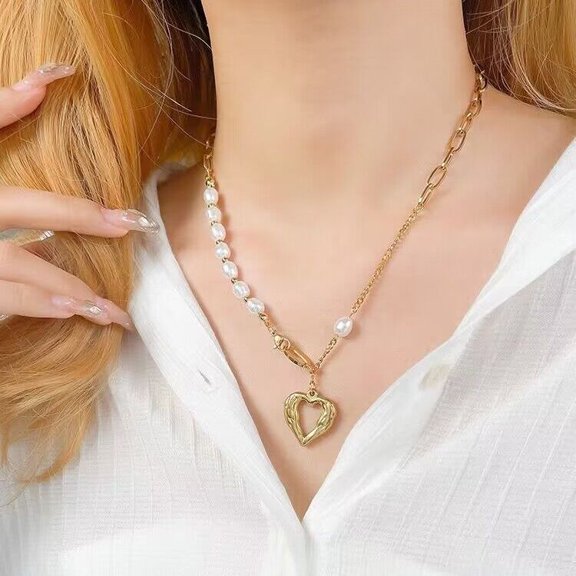 Unisex Style Stacked Chain Pearl Necklace Female Special-interest Design Personality Fashion