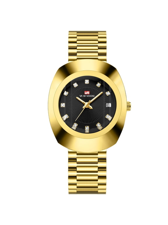 Unisex Stylish Casual Stainless Steel Wristwatch, Golden