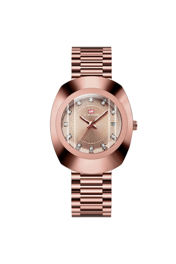 Unisex Stylish Casual Stainless Steel Wristwatch, Golden