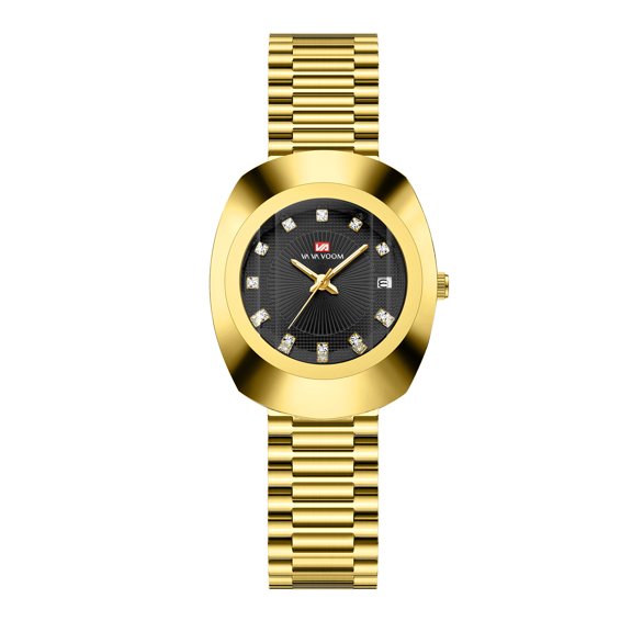 Unisex Stylish Casual Stainless Steel Wristwatch, Golden