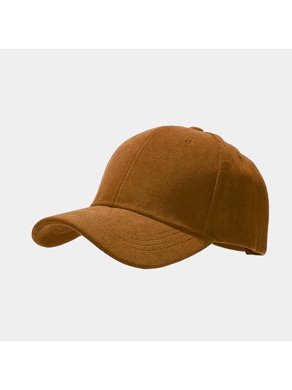 Unisex Suede Baseball Cap Adjustable Dad Hat Curved Brim for Daily Brown by Duoif