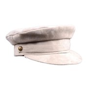 Unisex Suede Berets Caps Winter Genuine Leather Nubuck Hat With Belt Golden Buckle Students Navy Hats Newboy Casquette