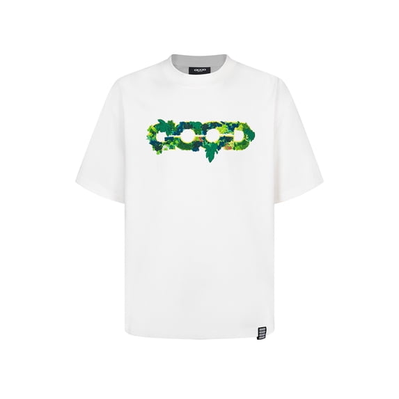 Unisex Summer 3D Embroidered T Shirt Good Logo Colorful Plant Embroidery Moisture Wicking Daily Wear, White, L