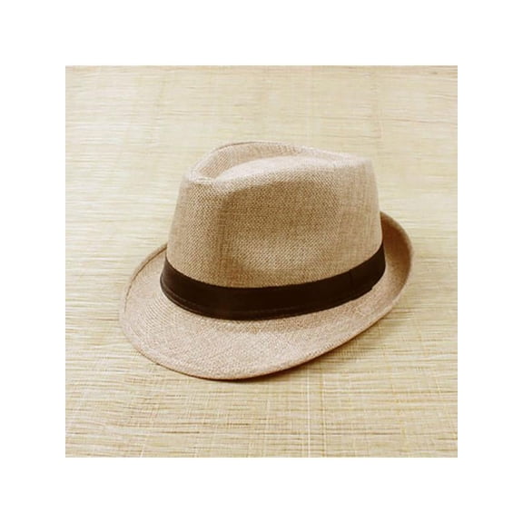 Unisex Summer Beach Sun Hats Jazz Panama Trilby Fedora Hat Gangster Cap