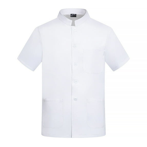 Unisex Summer Chef Uniform, Short Sleeve Lightweight Work Jacket for Restaurant Bakery Hotel Kitchen Staff Professional Attire,White XL