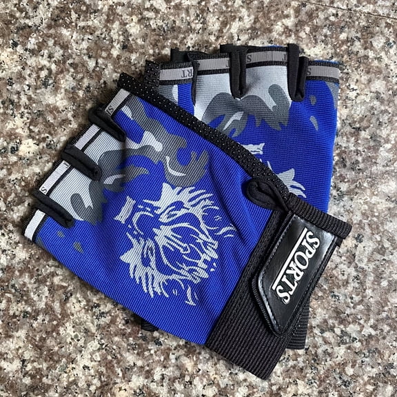 Unisex Summer Cycling Half-Finger Gloves with Unique Wolf Head Design - Breathable and Adjustable for Outdoor Activities