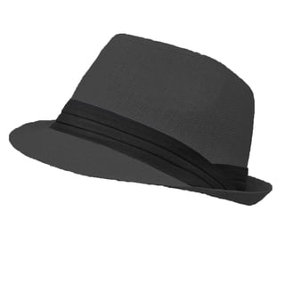 Unisex Summer Fedora Panama Hat Trilby Cuban Straw Sun Hats Short Brim with Black Band Black