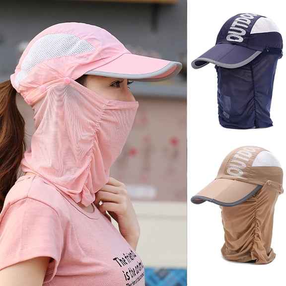 Unisex Summer Outdoor Folda Sun Cap Fishing Baseball Hat UV Sun Neck & Face Flap Full Coverage