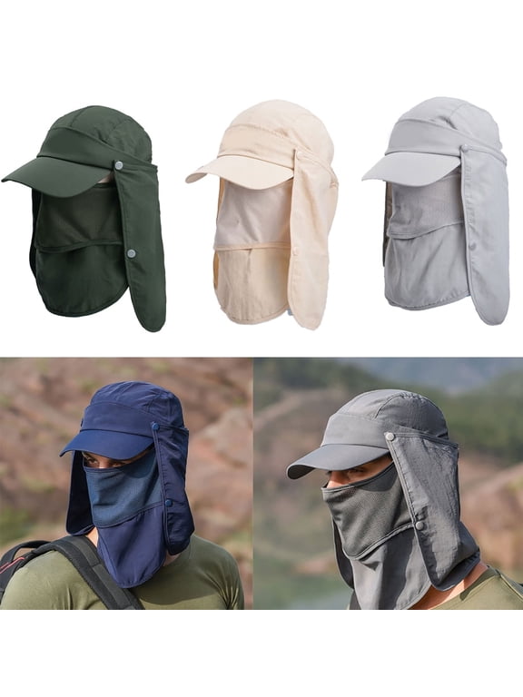 Unisex Summer Outdoor Sun Cap Fishing Hat Quick Dry Baseball Cap with Face Neck Cover Flap