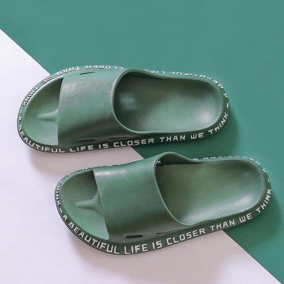 Unisex Summer Slippers Beach Slide Sandals Flip Flops Words Soft Sole