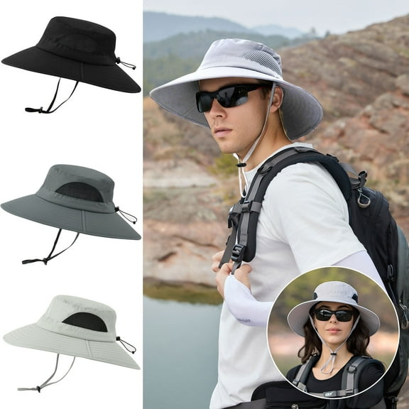 DIDADI Sun Hat, Waterproof Wide Brim Bucket Hat UPF 50+ Packable Boonie Hat for Hiking Safari Camping Outdoor (Light Gray)
