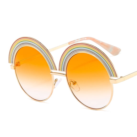 Unisex Sunglasses Metal Frame Lightweight Durable Polycarbonate Lenses Large Round Frame Sun Glasses Universal