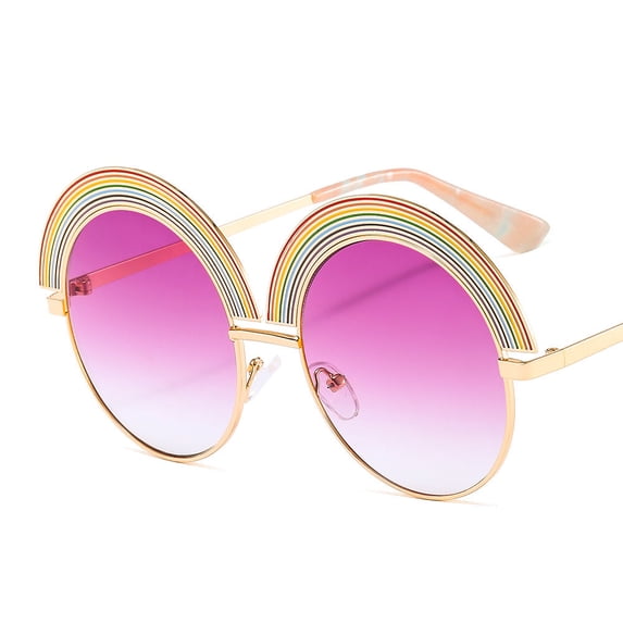 Unisex Sunglasses Metal Frame Lightweight Durable Polycarbonate Lenses Large Round Frame Sun Glasses Universal