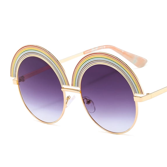 Unisex Sunglasses Metal Frame Lightweight Durable Polycarbonate Lenses Large Round Frame Sun Glasses Universal