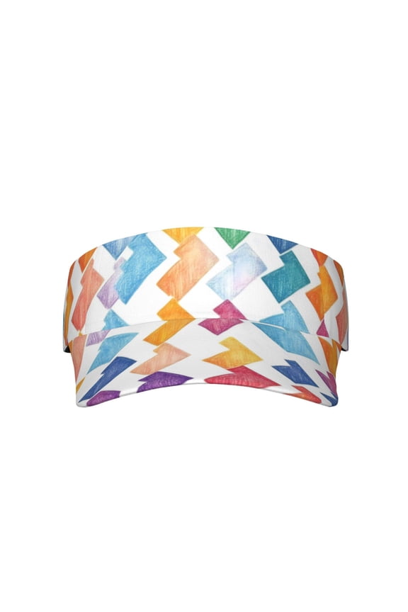 This Unisex Sunshade Open-Top Hat Features An Open-Top Design That Is Not Stuffy And Has A Curved Eave Aliceblue Colorful Houndstooth Hand-Drawn Sketch_4