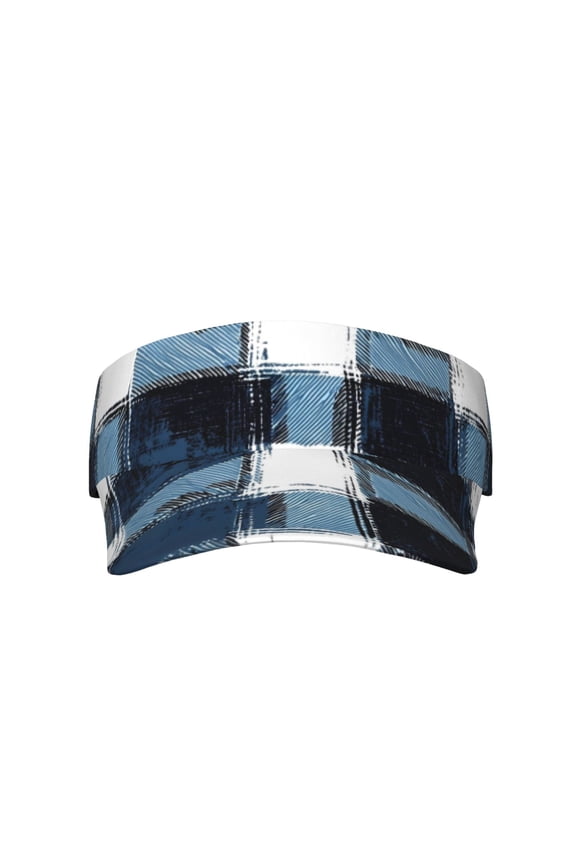 This Unisex Sunshade Open-Top Hat Features An Open-Top Design That Is Not Stuffy And Has A Curved Eave Mediumblue Houndstooth Buffalo Plaid Tartan Check Scotland Hand-Drawn Sketch_4