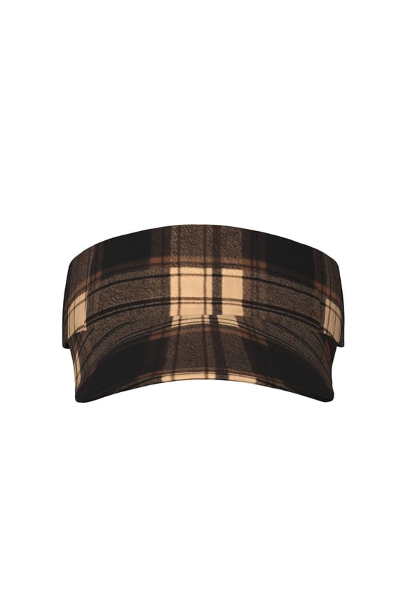 This Unisex Sunshade Open-Top Hat Features An Open-Top Design That Is Not Stuffy And Has A Curved Eave Saddlebrown Buffalo Plaid Check Tartan Scotland_2