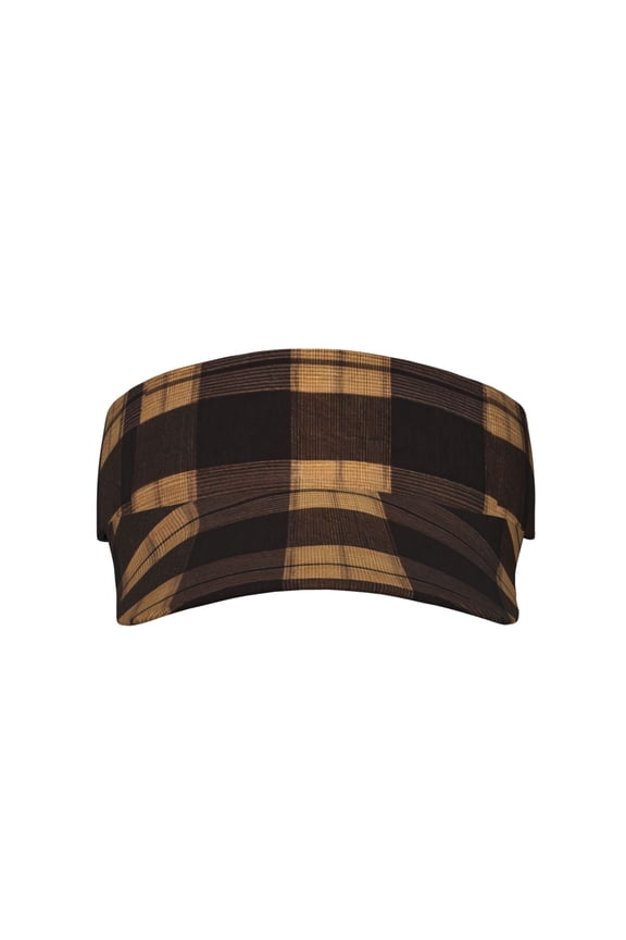 This Unisex Sunshade Open-Top Hat Features An Open-Top Design That Is Not Stuffy And Has A Curved Eave Saddlebrown Buffalo Plaid Check Tartan Scotland_3