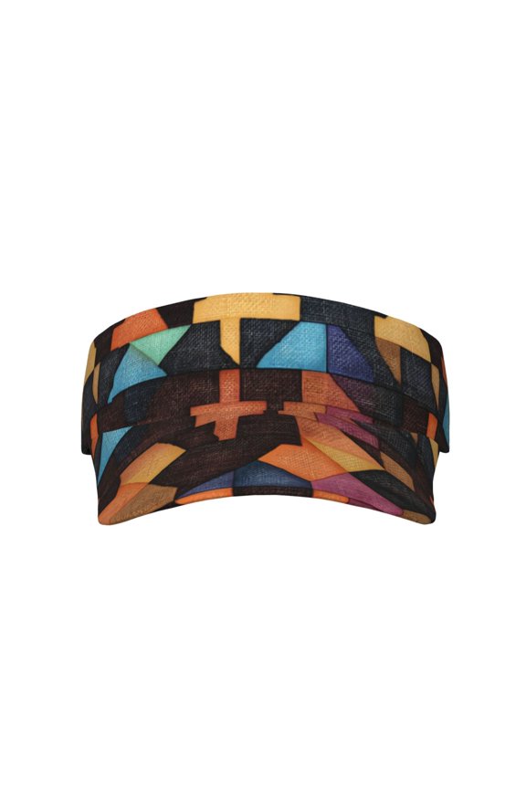 This Unisex Sunshade Open-Top Hat Features An Open-Top Design That Is Not Stuffy And Has A Curved Eave Saddlebrown Colorful Houndstooth Hand-Drawn Sketch_1