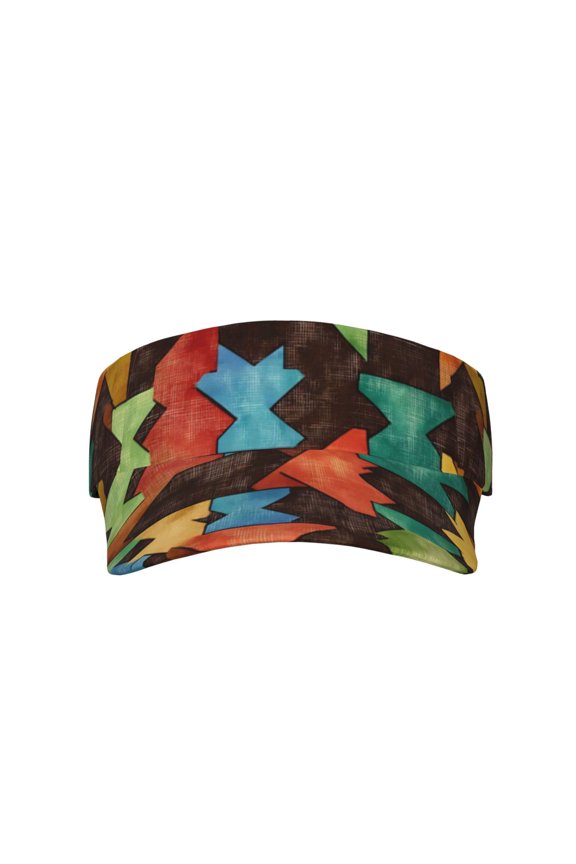This Unisex Sunshade Open-Top Hat Features An Open-Top Design That Is Not Stuffy And Has A Curved Eave Saddlebrown Colorful Houndstooth Hand-Drawn Sketch_3