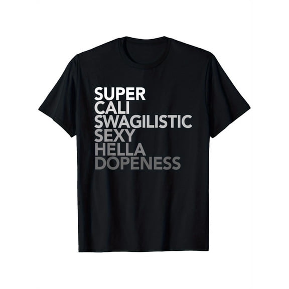 Unisex Super Calligraphic Print T-Shirt - 100% Cotton, Black with White Text, S-XXXL, Casual & Outdoor Wear for Men and Women