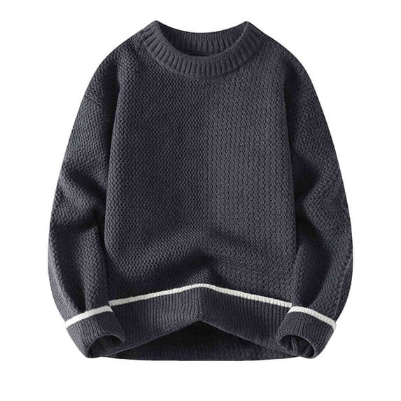 Casual Sweaters for Man Classic Solid Color Sweater Long Sleeve Crew Neck Pullover Fall Sweatshirt Tops Gray XL