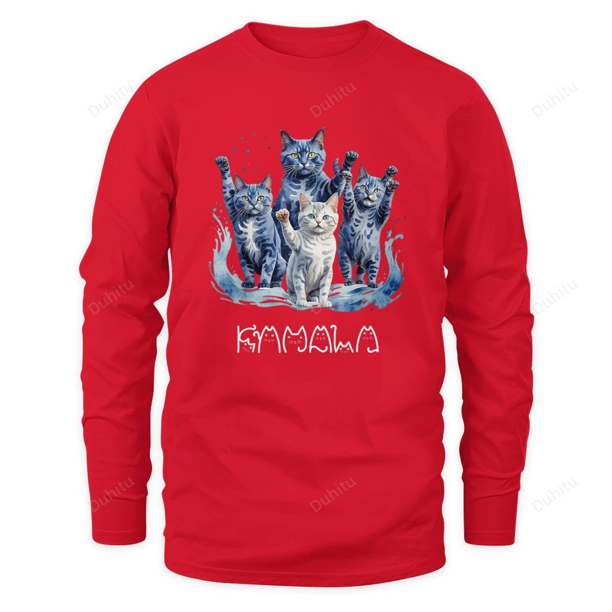 Unisex Sweatshirt Blue Cats Wave Funny for Cat Owners, Unisex