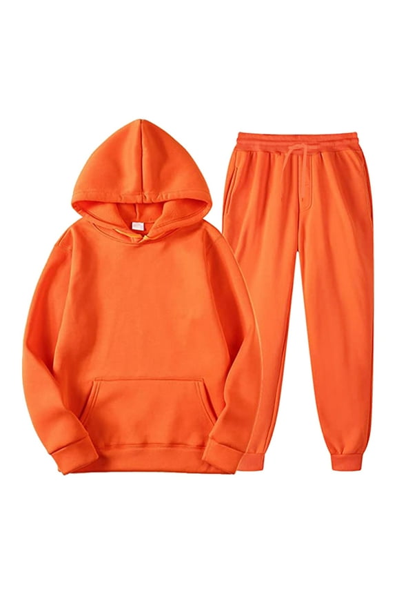Unisex Sweatsuits for Men and Women Soft Breathable 2 Piece Workout Sets for Gym Running Exercise Athletic Sportswear, Orange S