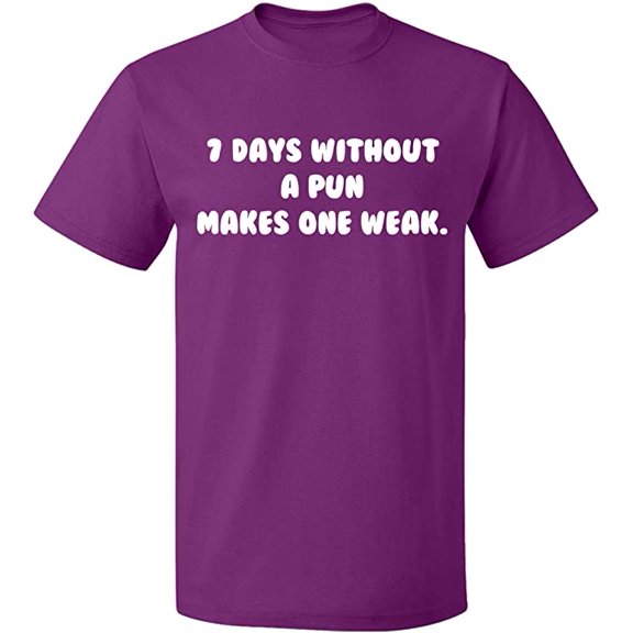 Unisex T-Shirt, 7 Days Without a Pun Makes One, Slim Fit, Short Sleeve Sweater - Purple Small