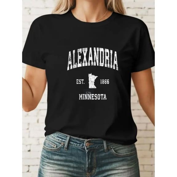 Unisex T-Shirt, Alexandria Minnesota Vintage Graphic Print, Soft Cotton Blend Crew Neck
