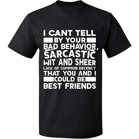 Unisex T-Shirt, Bad Behavior Sarcastic, Slim Fit, Short Sleeve Sweater - Dark Heather 3X-Large