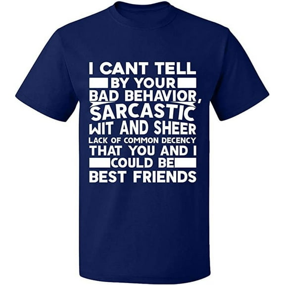 Unisex T-Shirt, Bad Behavior Sarcastic, Slim Fit, Short Sleeve Sweater - Navy Blue X-Large